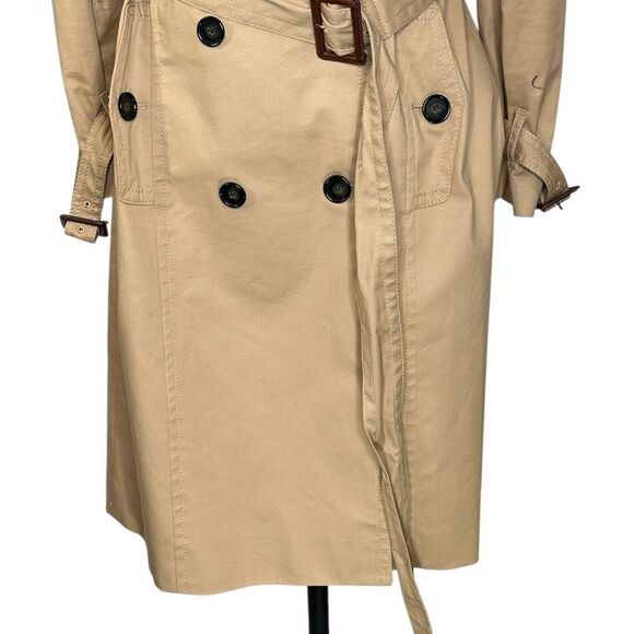 Ann Taylor Tan Twill Double Breasted Belted Trench Coat | MP - Picture 3 of 11